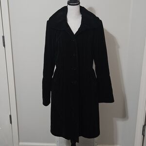 Womens Velvet Coat by Gallery with Bell Sleeves & Lined Size Medium Black Color